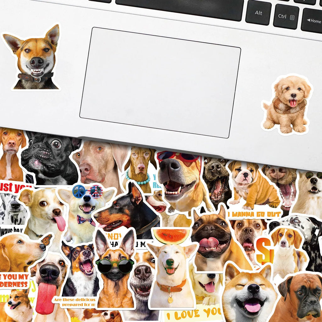 Realistic dog facial expression sticker pack with 100 sheets and Nordic style canine designs