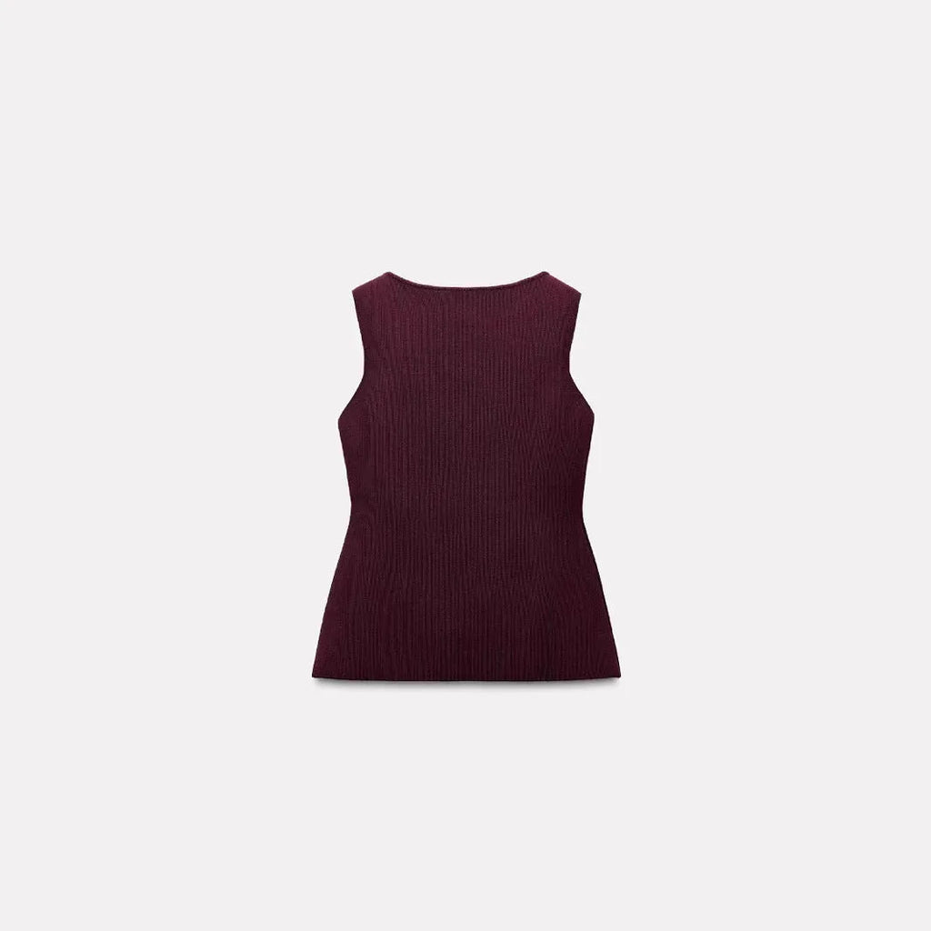 Gold button sweater vest in viscose fabric with slim fit design