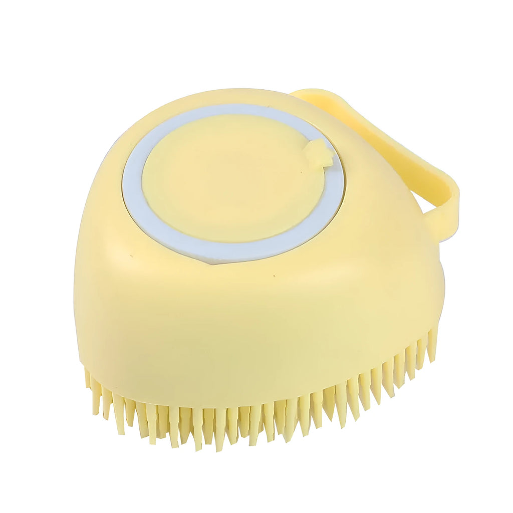 Blue silicone dog bath and massage brush for grooming