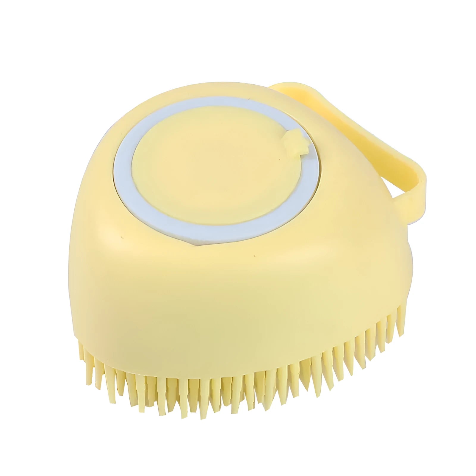 Blue silicone dog bath and massage brush for grooming