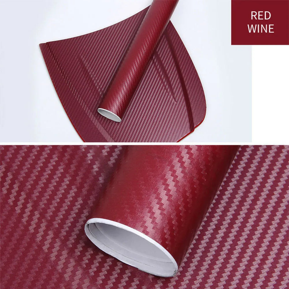 Carbon fibre sticker roll with 3D stereo texture in eight colour options for car decoration