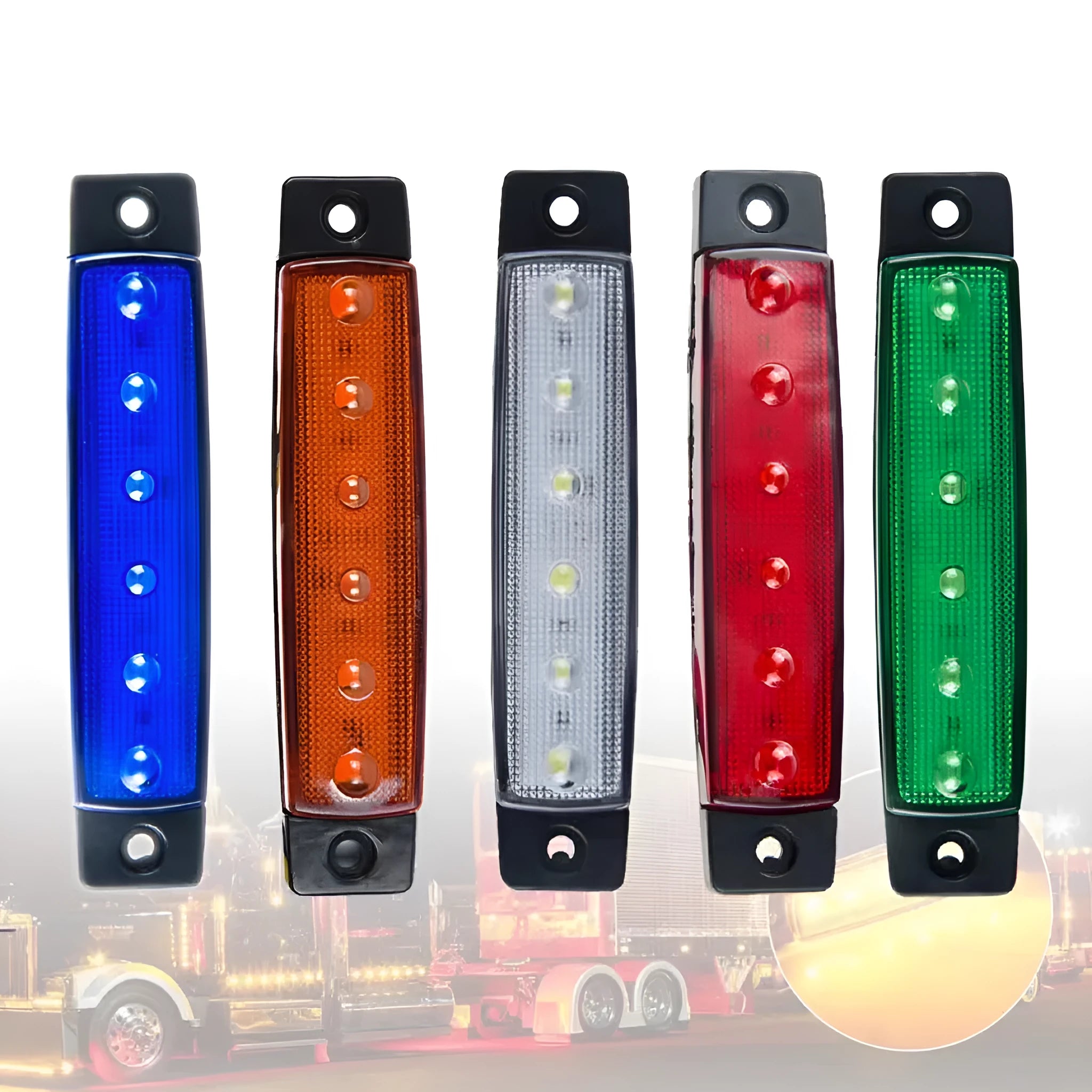 Trailer side warning light with PVC housing in multiple colour options for vehicle modification