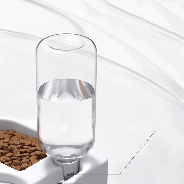 White internal pet water fountain with stainless steel dish for cats and dogs