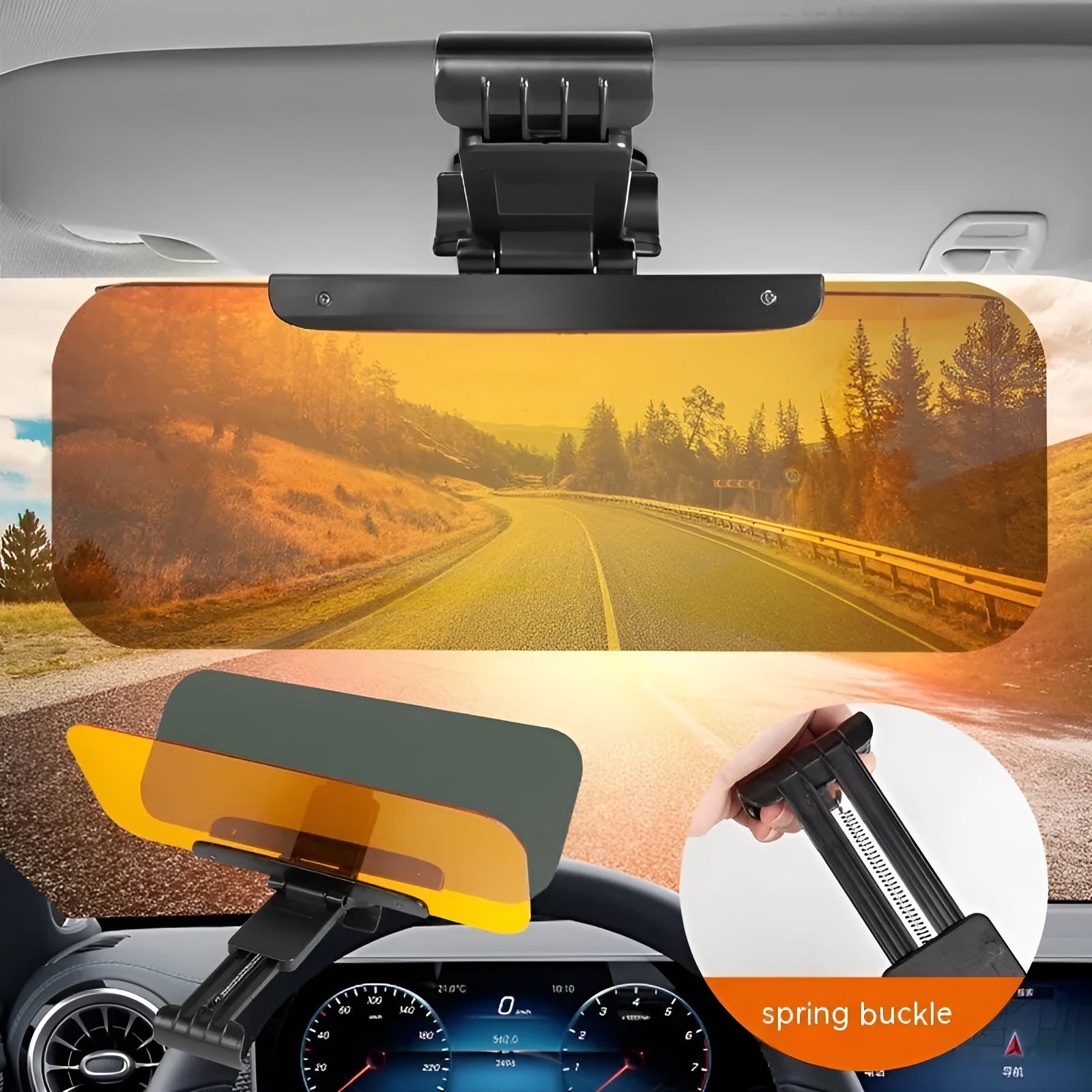 Anti-glare car sun visor with telescopic installation and acrylic lens for high-beam and sunlight protection