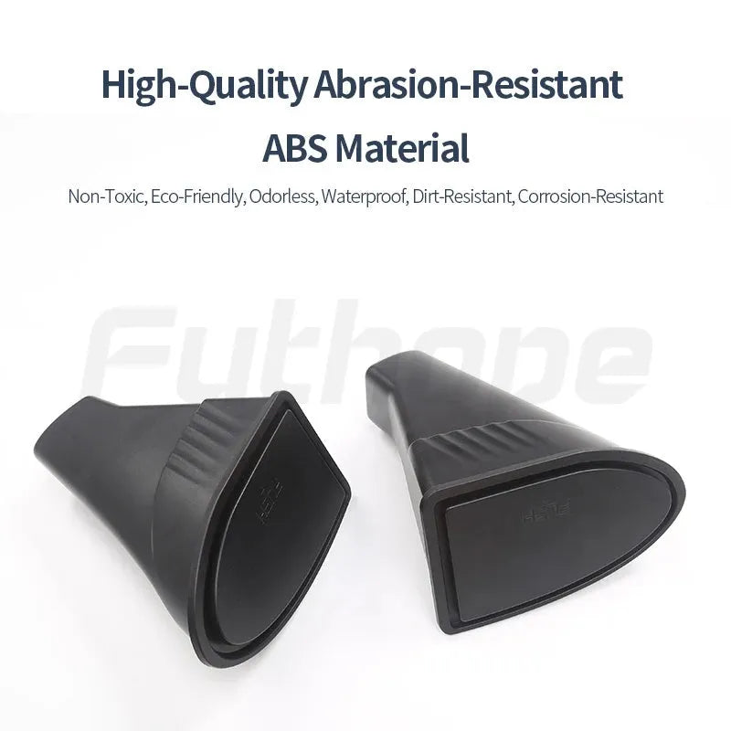 Two black ABS plastic car door trash cans designed for the front door pockets of a Tesla Model Y.