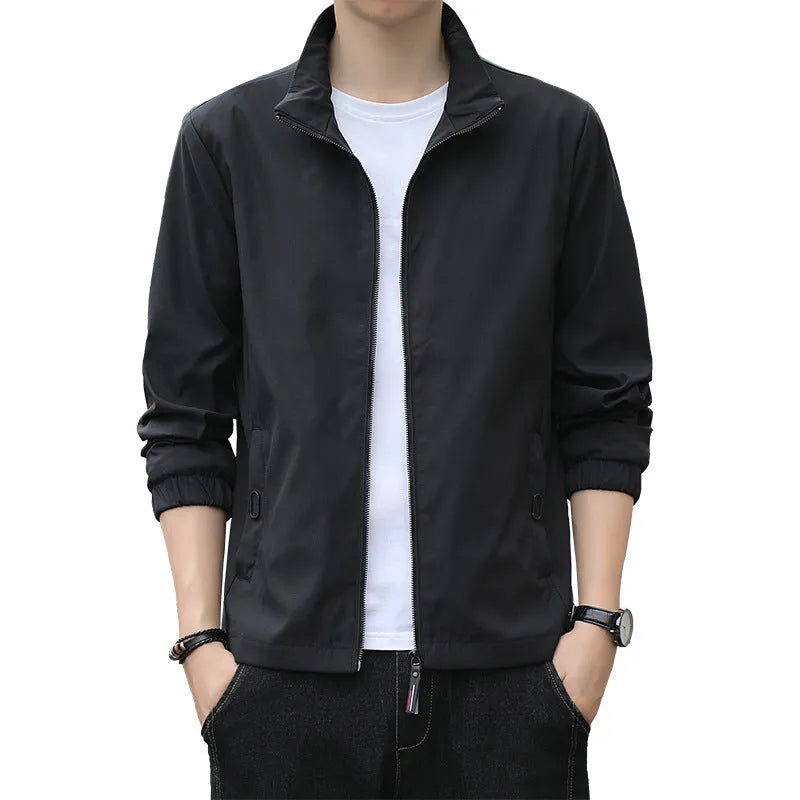 Korean style loose lapel autumn casual jacket with zipper pockets in multiple colour options