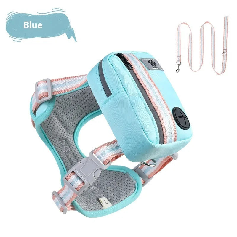 Explosion-proof anti-strangulation pet harness for dogs with chest design and 1.5 metre holding rope