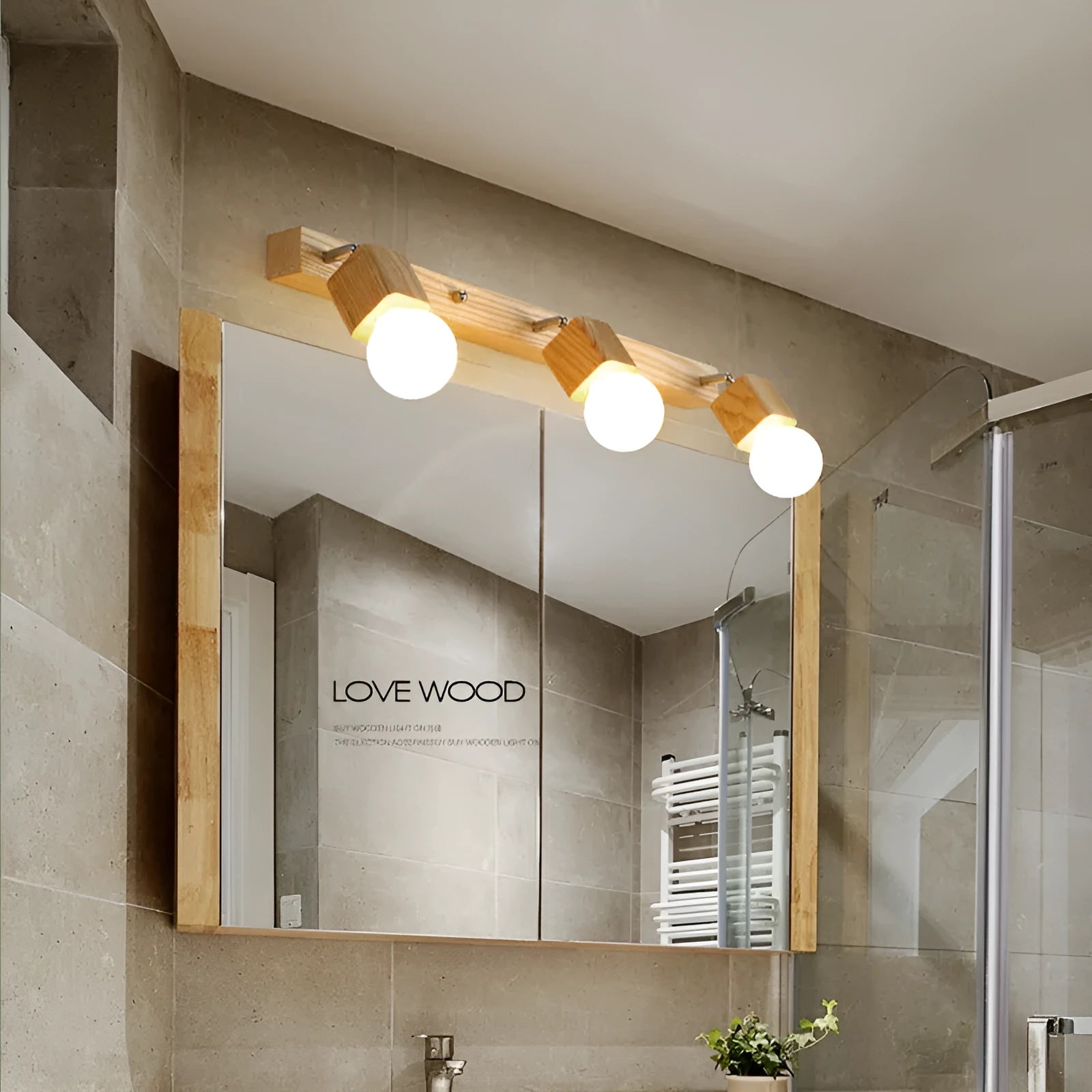 LED wall lamp with built-in mirror cabinet measuring 24cm in diameter