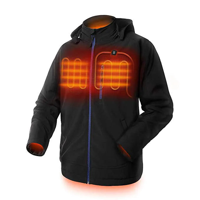 Black men's waterproof thermal winter coat with long sleeves and straight hem design