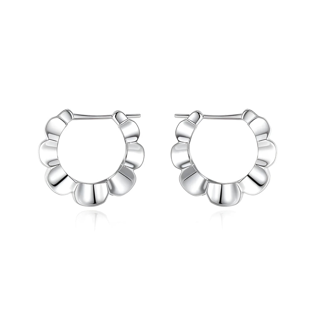 Pair of sterling silver retro geometric earrings with round elements and electroplated finish