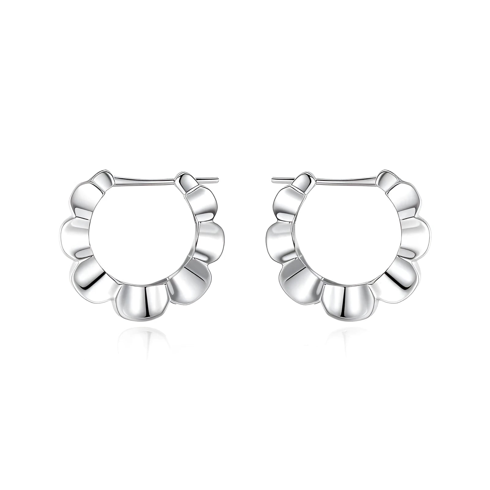 Pair of sterling silver retro geometric earrings with round elements and electroplated finish
