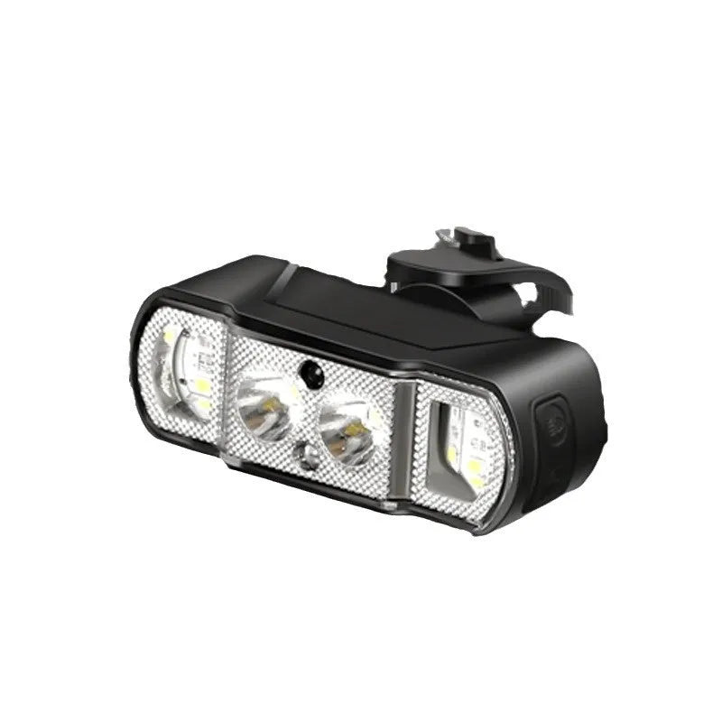 Black bicycle headlight with wave induction sensor and 350 lumen LED for cycling