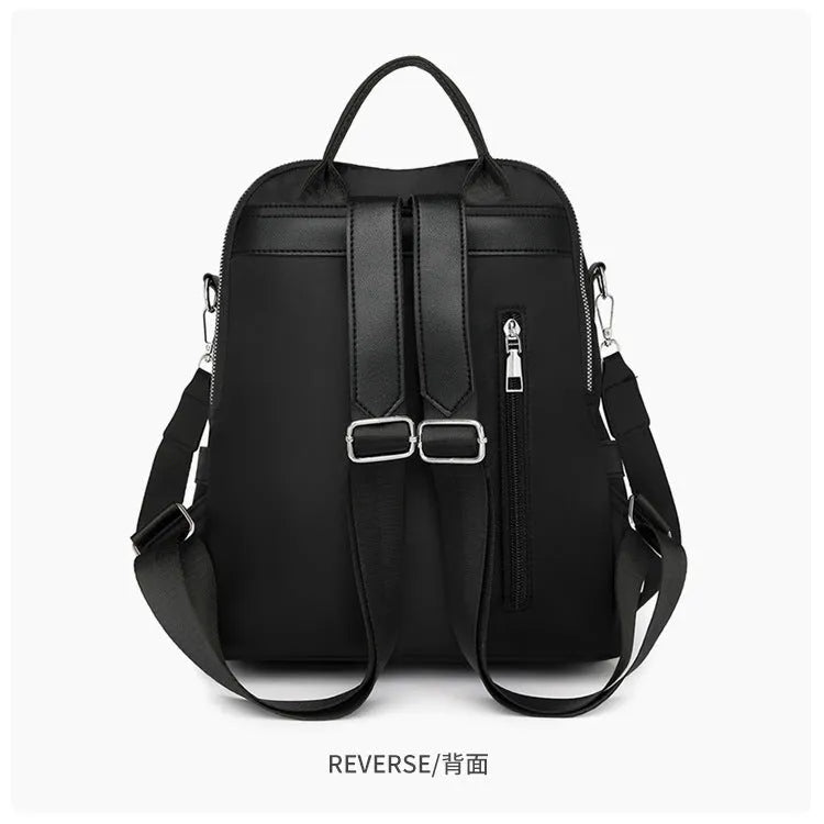 Soft PU large capacity commute backpack with three-dimensional pockets in light pink colour