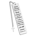 Stainless steel Bible verse bookmark with engraved text in European style design