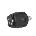 Multi-functional five-pattern spray nozzle for high-pressure water guns made from black ABS plastic.