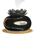 Pure black USB lotus aromatherapy humidifier with ceramic construction and round design