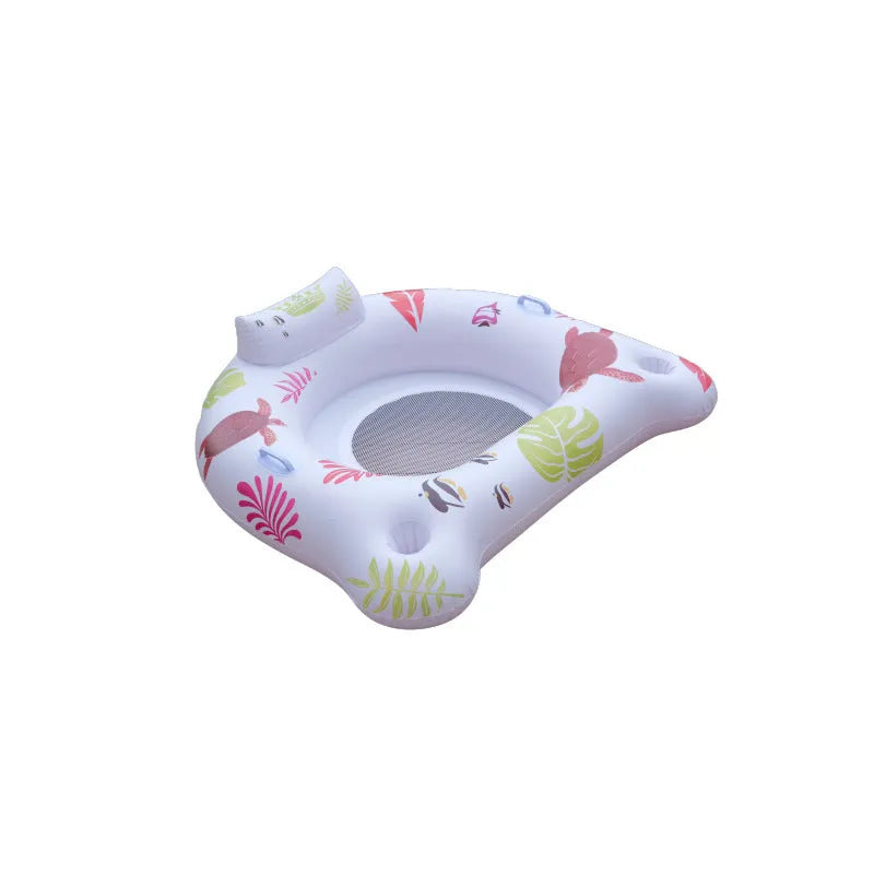 White U-shaped inflatable pool float measuring 120cm diameter