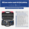 Socket ratchet wrench tool set with chromium vanadium steel construction for home and auto repair
