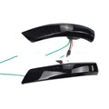 Pair of ABS plastic rearview mirror waterfall lights for Ford Focus and Mondeo, showing yellow and two-tone colour options.