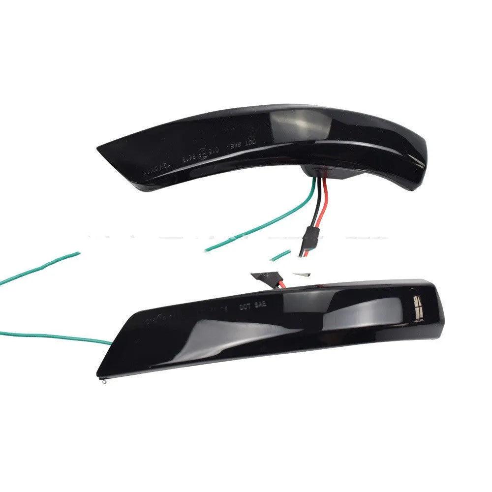 Pair of ABS plastic rearview mirror waterfall lights for Ford Focus and Mondeo, showing yellow and two-tone colour options.