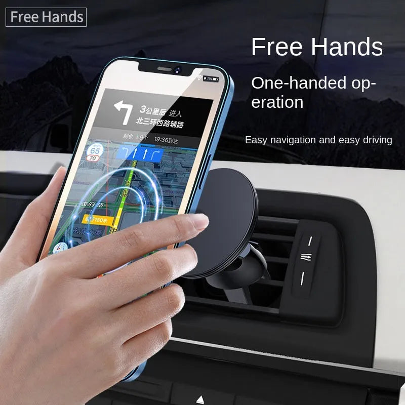 Black aluminium alloy magnetic car air vent phone holder with adjustable ball head
