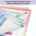 B5 spiral-bound budget tally notebook with a PP cover, open on a table.