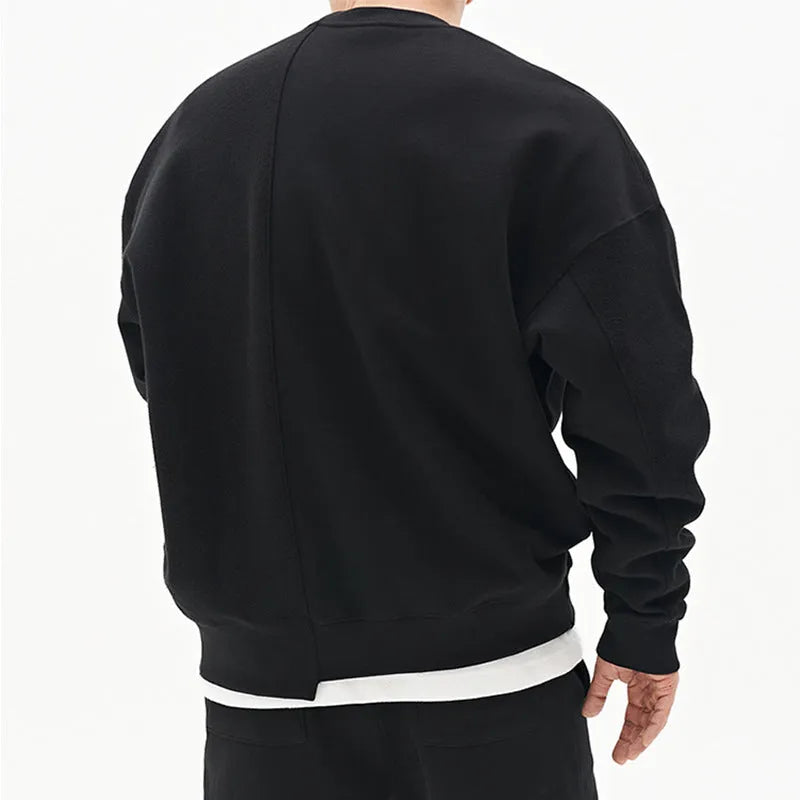 Men's cotton blend loose fit round neck pullover sweater in khaki
