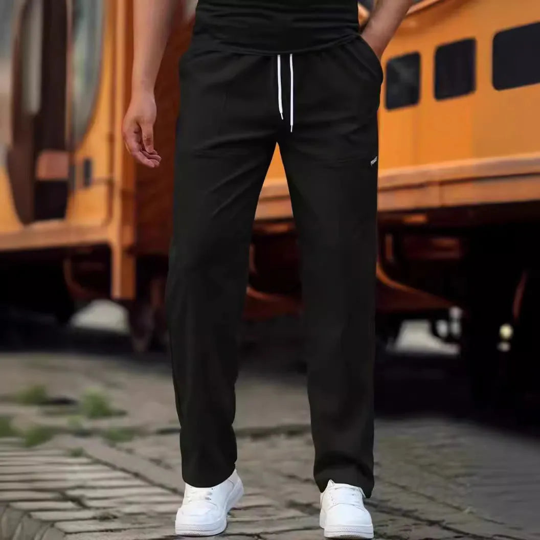 Men's comfortable trousers in polyester fibre available in multiple colours for spring and autumn wear