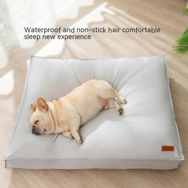 Waterproof dog bed in high-grade gray with non-slip bottom and detachable cover