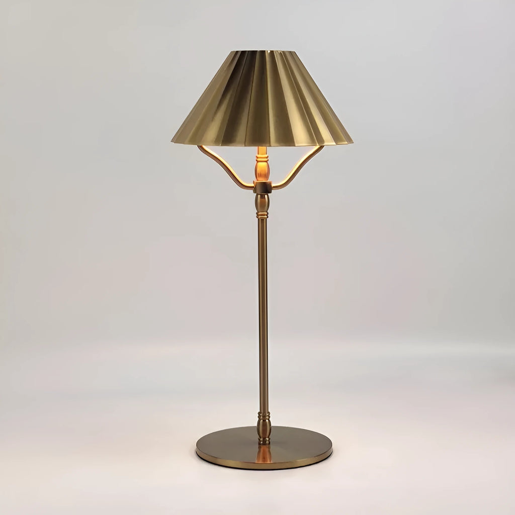 Gold-coloured alloy rechargeable desk lamp with touch dimmer and Type-C port.