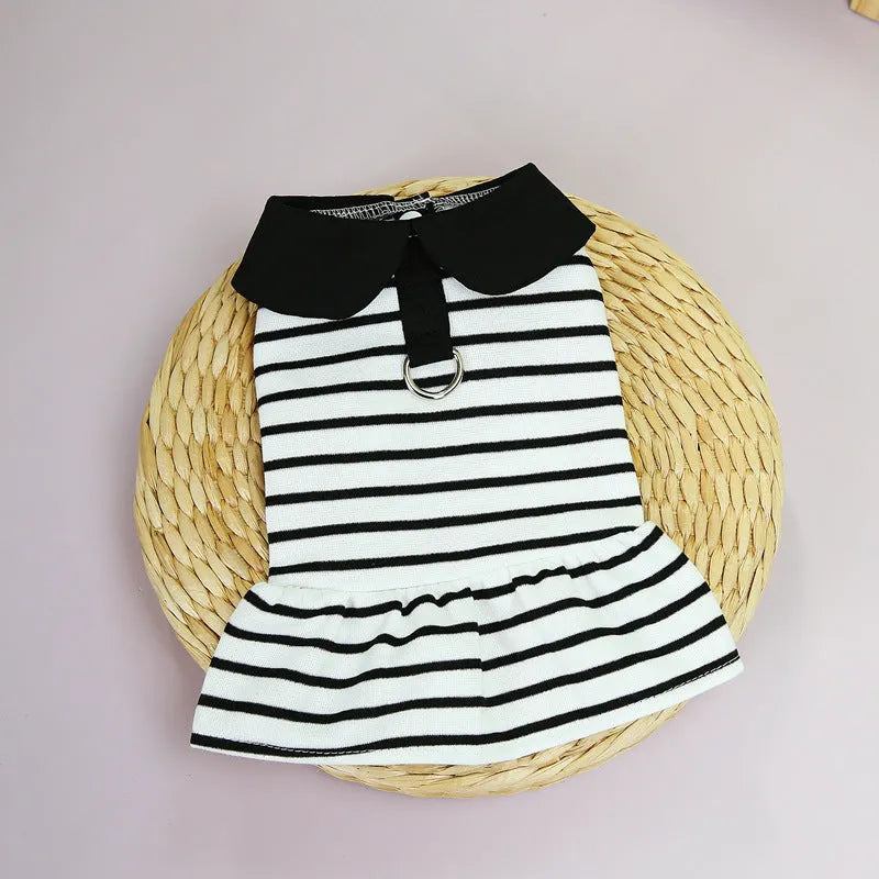 Cotton striped t-shirt and skirt set for pets in summer colours