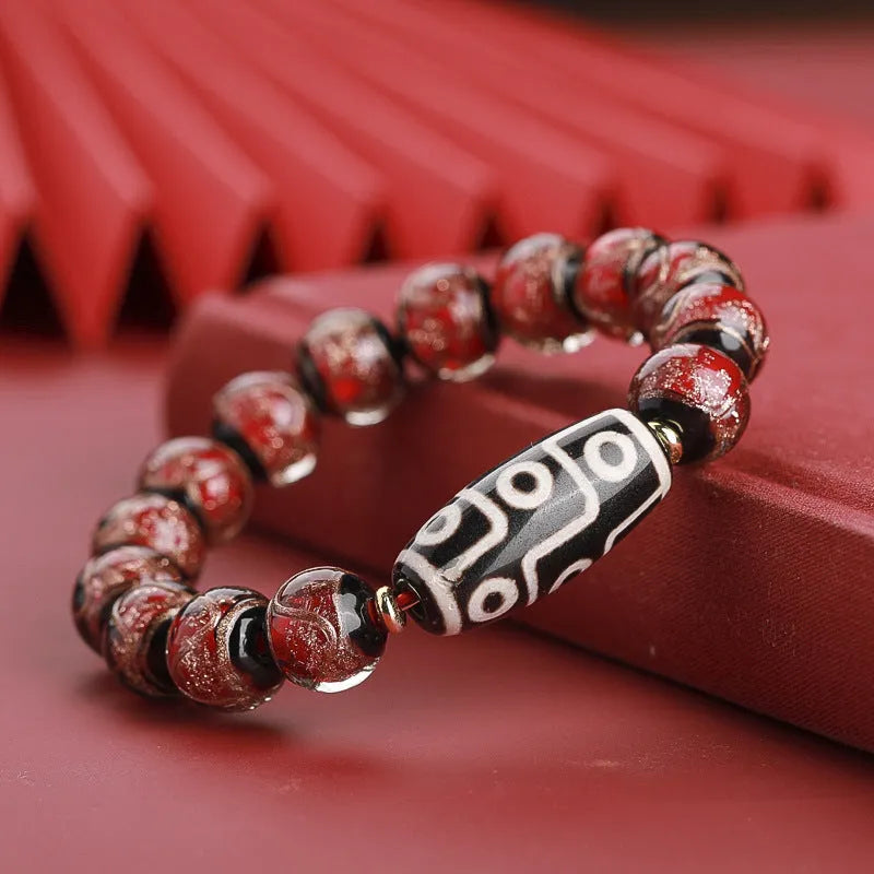 Chinese five-colour year snake lucky bracelet made from colourful coloured glaze beads