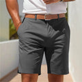 Men's straight-leg business suit shorts in light grey polyester fabric