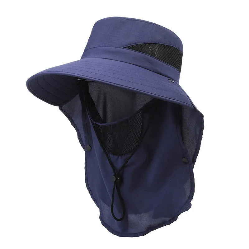 Men's adjustable big brim fisherman hat in polyester for sun protection.
