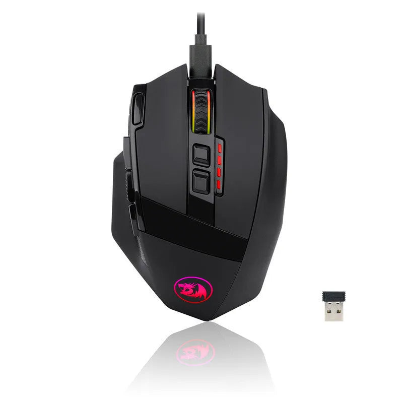 Black Redragon M801P wireless gaming mouse with multiple buttons and ergonomic shape
