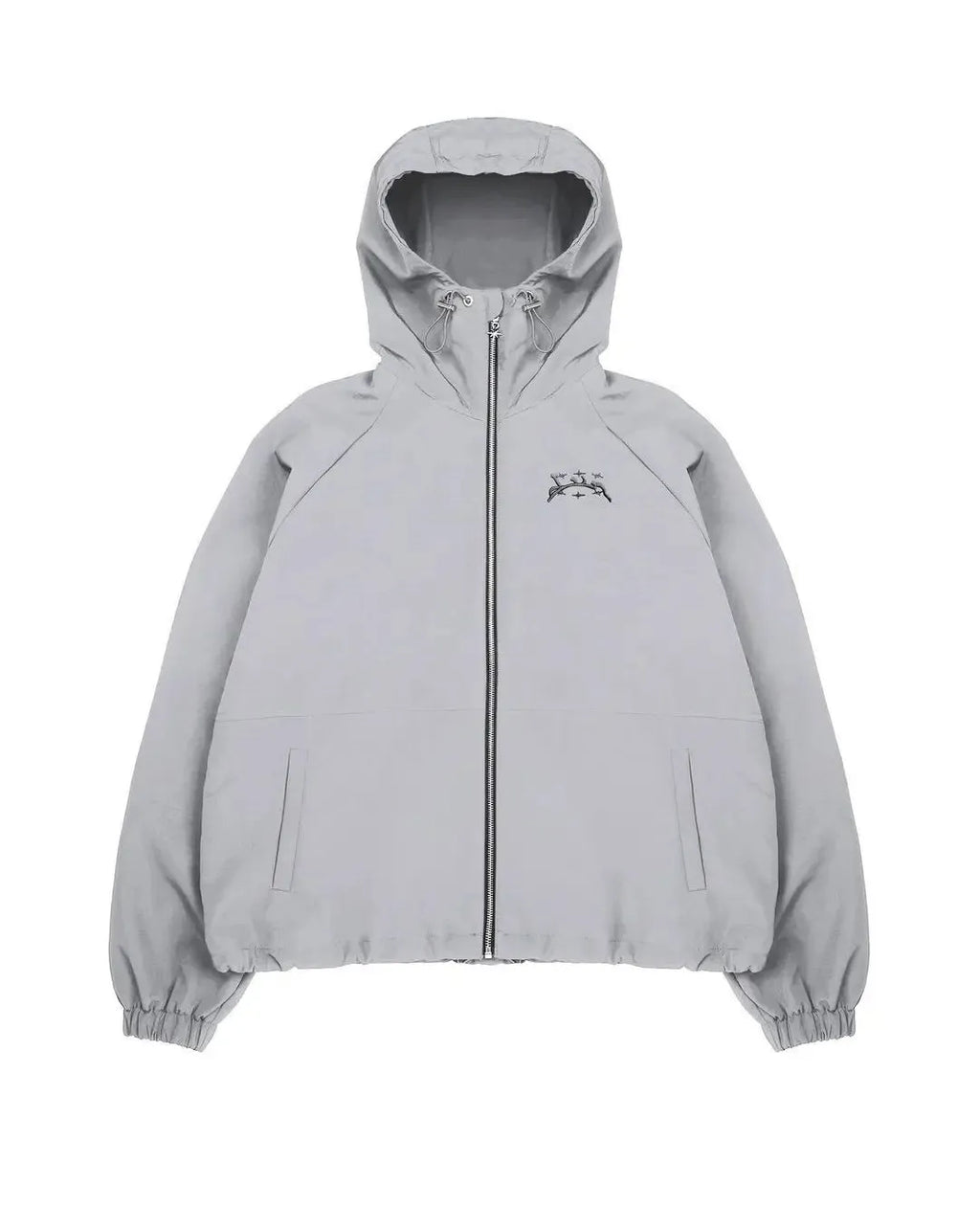 Grey men's hooded loose fit British style polyester sun protection jacket