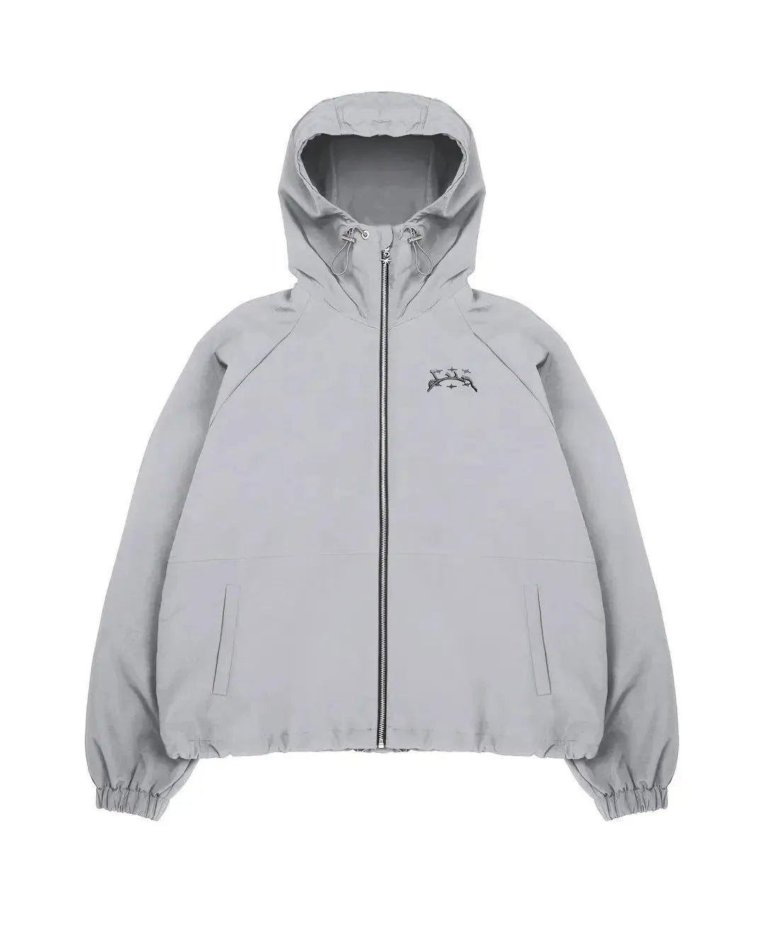 Grey men's hooded loose fit British style polyester sun protection jacket