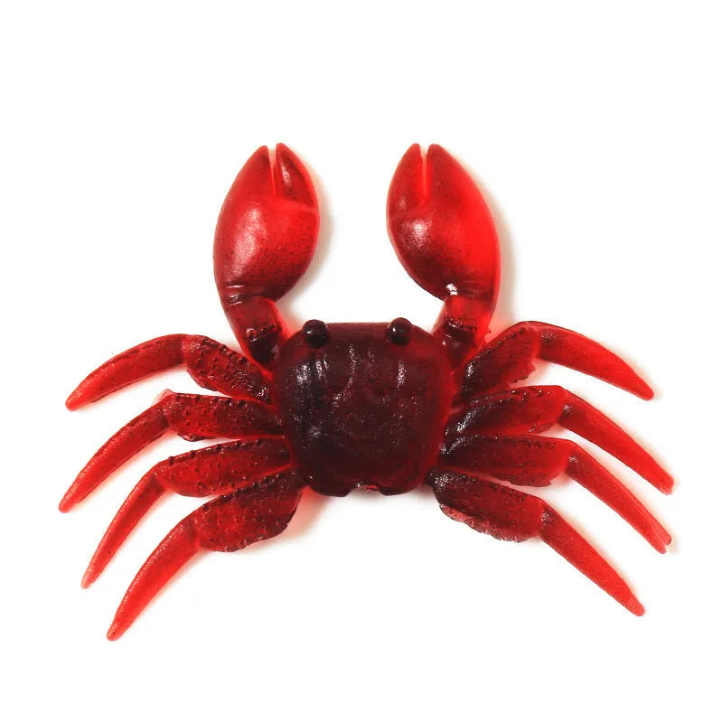 PVC software artificial crab fishing lure in red and brown, measuring 8cm in length.