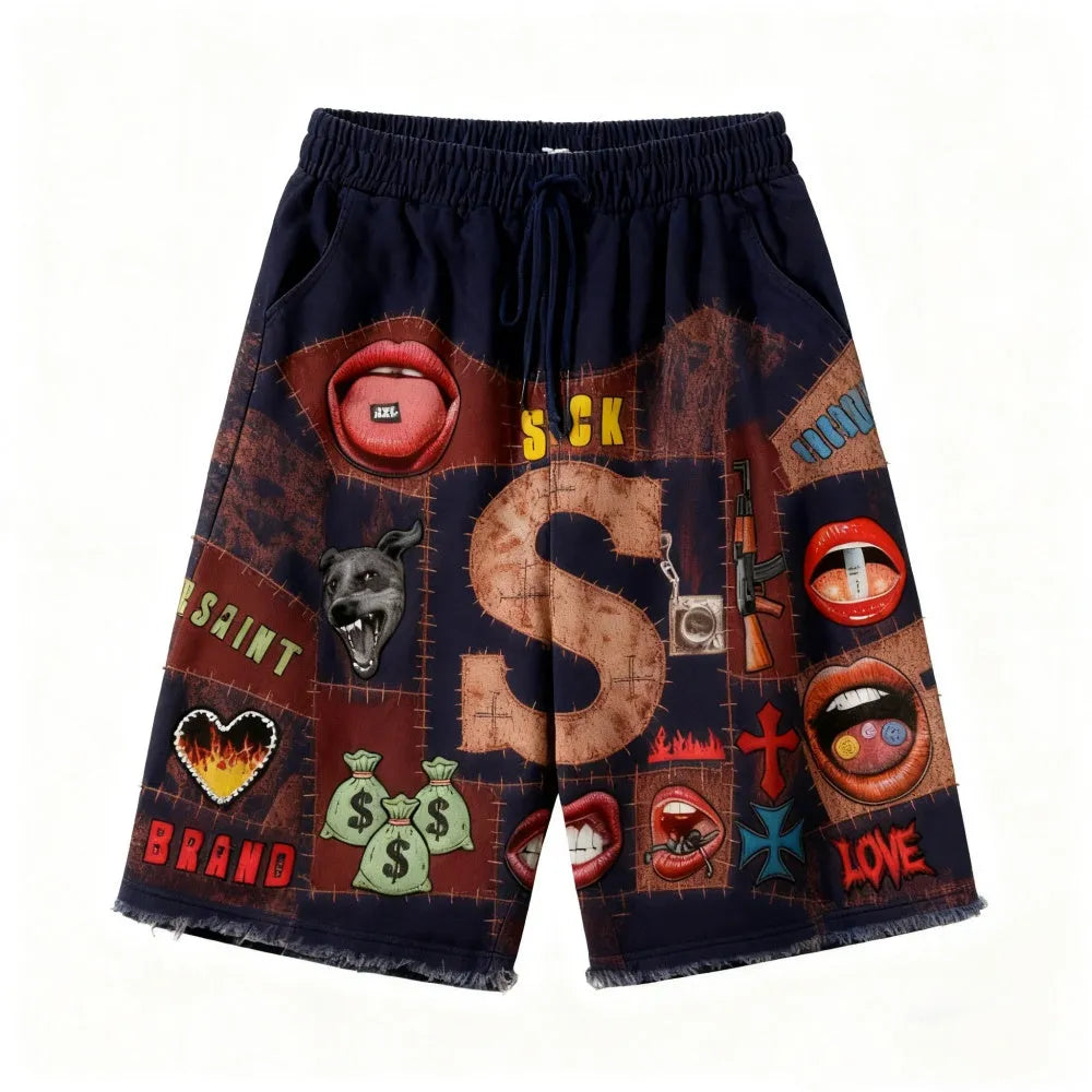Men's casual running shorts five-point mid-length straight leg in black green pink multiple sizes