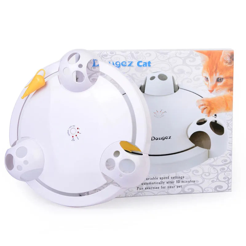 Electric cat toy wheel white automatic turntable with mouse attachment
