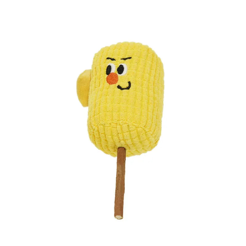 Corn cob shaped wooden cat tooth cleaning toy with catnip, 7cm diameter