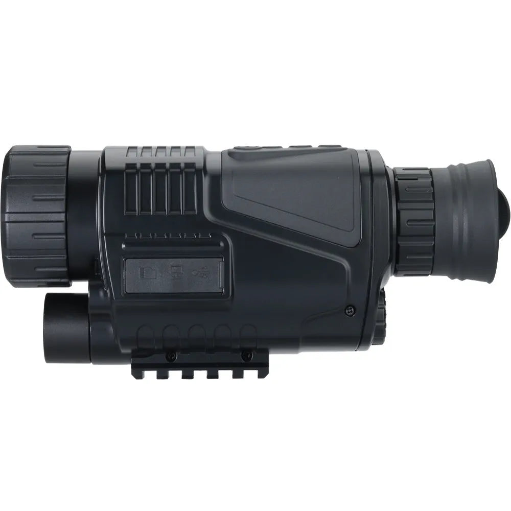 Black infrared digital night vision telescope with 40mm lens, rubber grip, and storage bag.