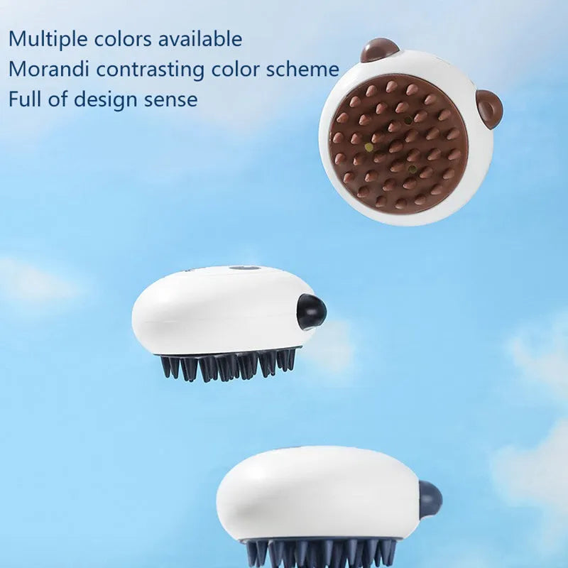 Panda-shaped silicone bath brush for washing cats and dogs with soft bristles