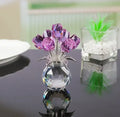 Handcrafted K9 crystal geometric rose glass ornament in seven colour options on display