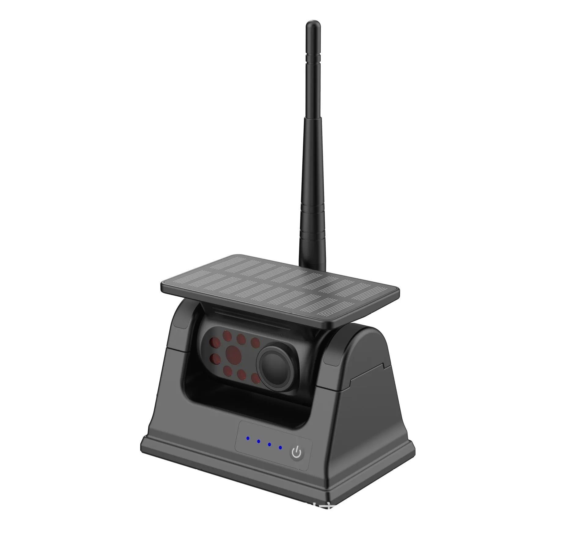 YL-Solar WF908 solar-powered wireless reversing camera with magnet mount on black aluminium alloy shell.