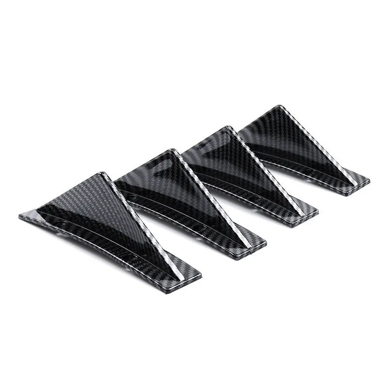 Black carbon fibre style universal triangular rear spoiler lip for cars measuring 15cm