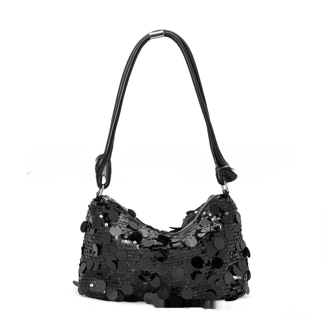 Women's underarm shoulder crossbody bag in polyester with sandwich pocket, showing gold colour option