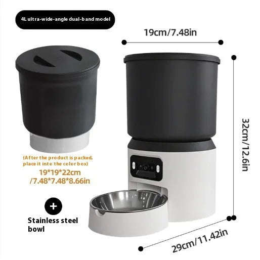 4L smart pet feeder with camera and stainless steel bowl for cats and dogs
