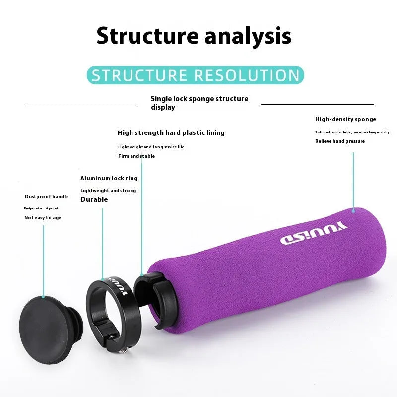Mountain bike sponge handle cover pair in black purple or biange colour with 41g ultra-light weight