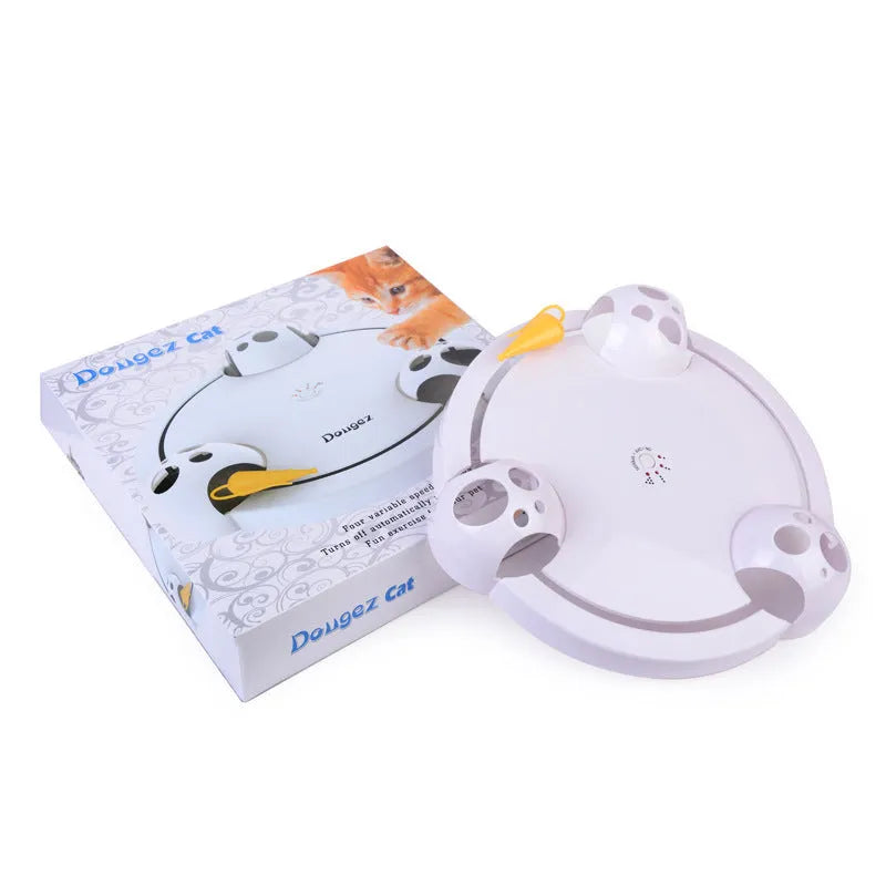 Electric cat toy wheel white automatic turntable with mouse attachment